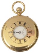 A late Victorian 18ct gold full hunter top wind pocket watch by Dent