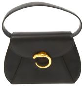 A Must de Cartier black leather Panthre handbag,