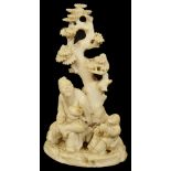 An late 19th/ early 20th century Chinese ivory figure group