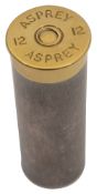 Asprey & Co. A novelty lacquered brass and oxidised metal 12 bore shotgun cartridge butt marker