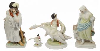 Four Herend porcelain figures