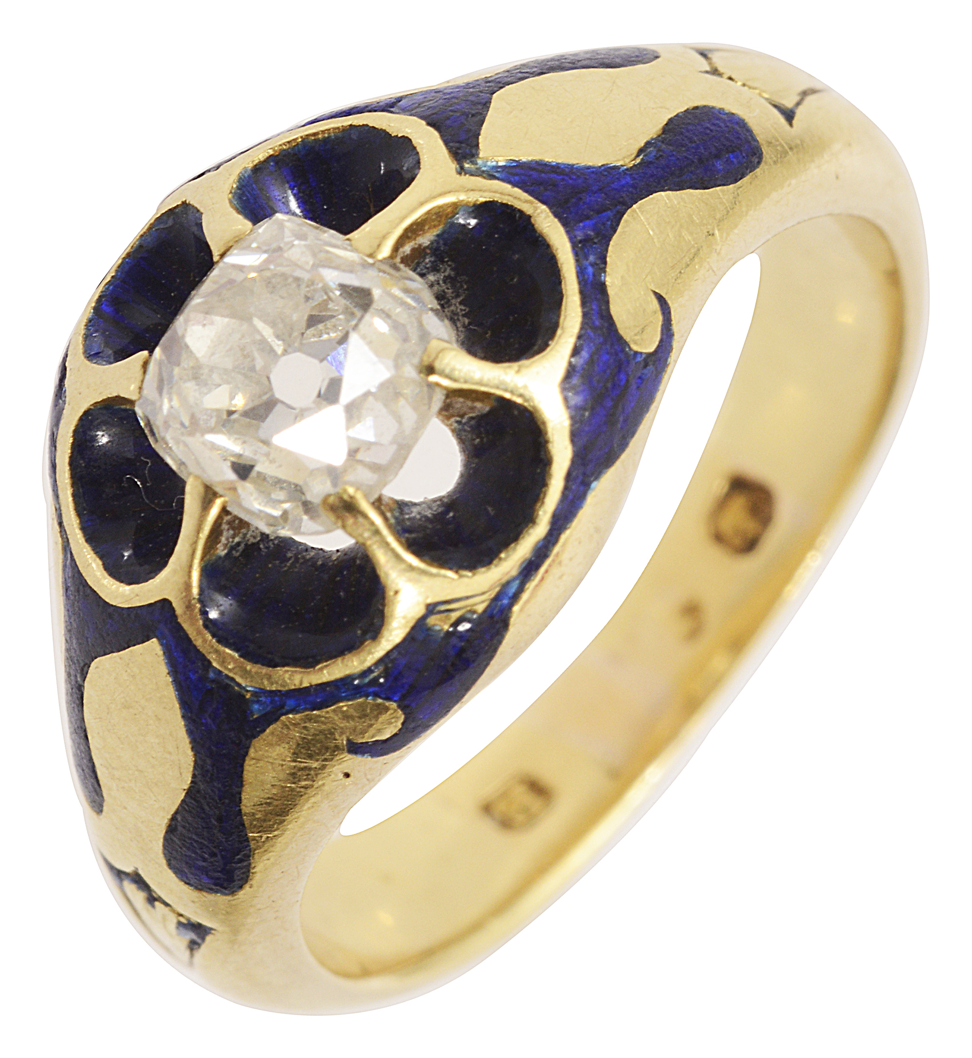A late Vict. diamond and enamel ring