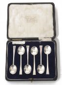 A George V et of six silver coffee spoons