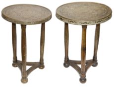 Two Chinese brass topped occasional tables c.1900