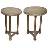 Two Chinese brass topped occasional tables c.1900