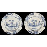 A pair of mid 18th century English Delft plates c.1760