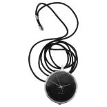 A Georg Jensen stainless steel pendant watch on leather chain