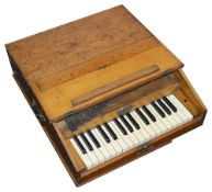 A late 19th century pitch pine case keyboard glockenspiel