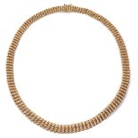 A Continental graduated textured fancy link necklace