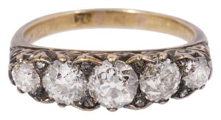 A late Victorian diamond five stone ring