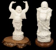 Two Chinese blanc de chine figures of Budai