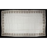 A good large ivory ground floral damask tablecloth c.1900