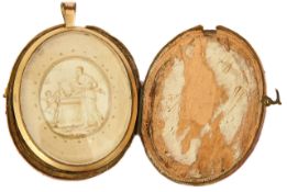 A Georgian gilt metal framed memorial locket c.1800