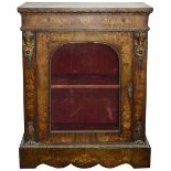 A Victorian walnut and floral marquetry pier cabinet