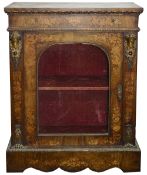 A Victorian walnut and floral marquetry pier cabinet