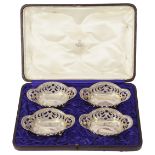 A cased set of four American silver pierced bonbon dishes by Tiffany & Co.