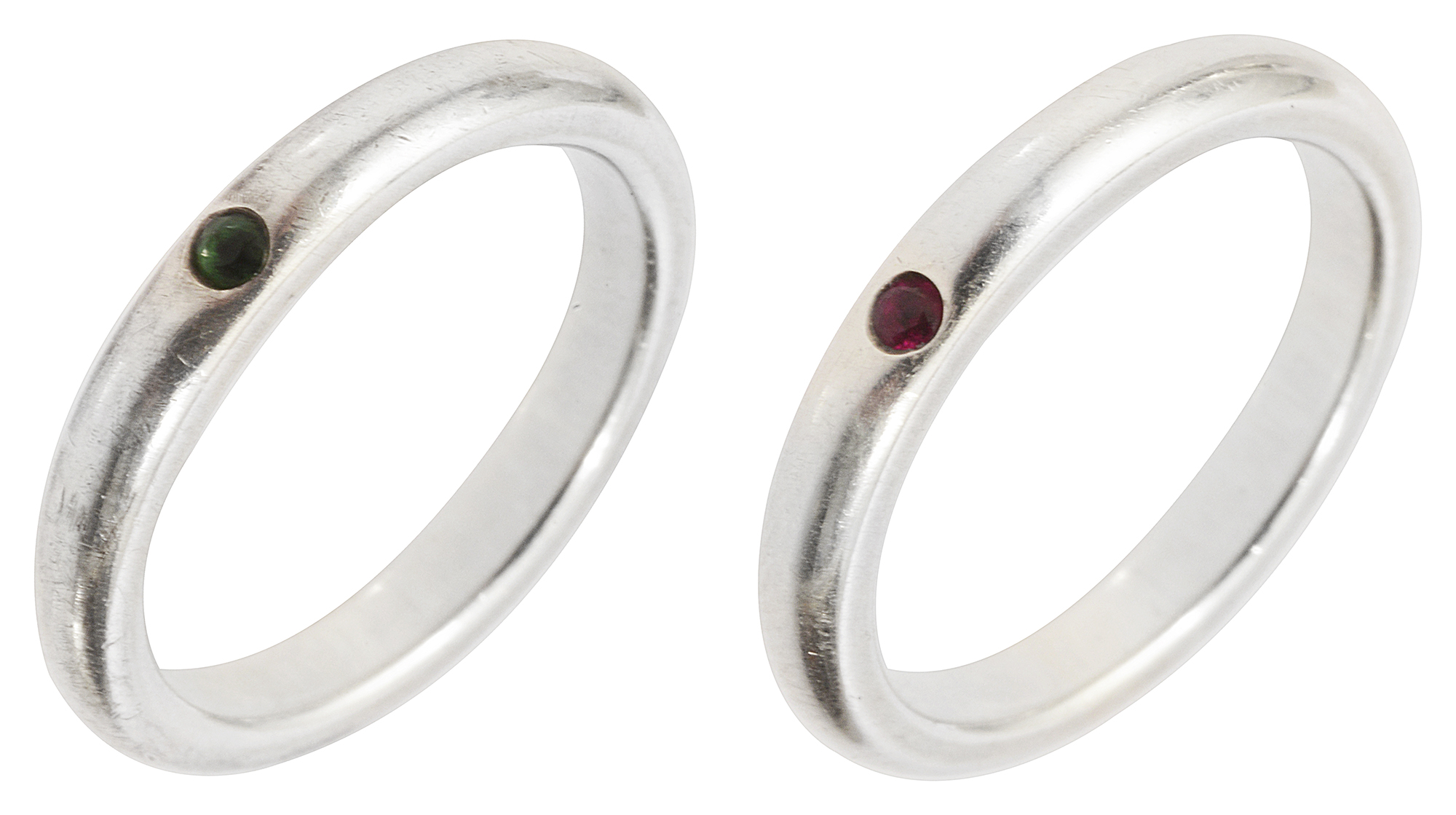 Two Tiffany & Co. Sterling silver band rings, designed by Elsa Peretti