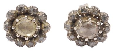 A pair of 18th century diamond cluster earrings