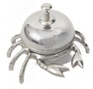 A novelty chrome plated crab table bell