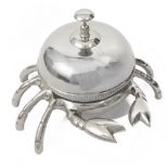 A novelty chrome plated crab table bell