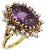 An amethyst and diamond-set cluster ring