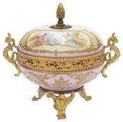 A mid 19th century Sevres ormolu mounted pot pourri bowl and cover
