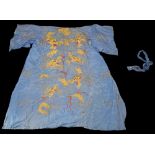 A Chinese blue silk gown,