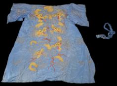 A Chinese blue silk gown,