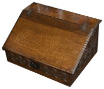 A 17th century and later oak bible box