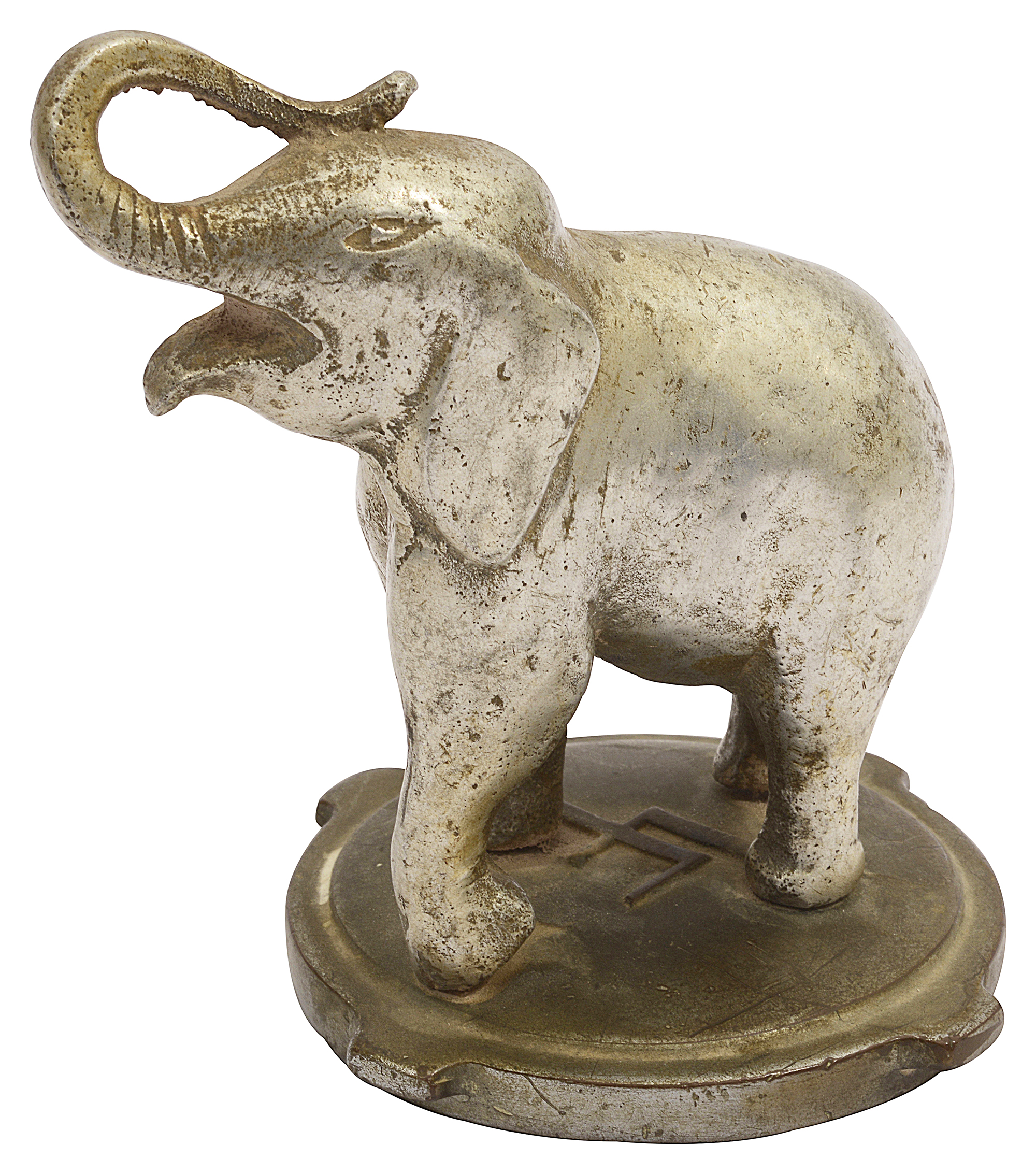 An early 20th century chrome elephant car mascot