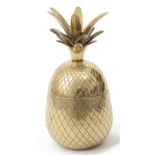 A vintage brass lidded box, in the form of a pineapple,