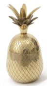 A vintage brass lidded box, in the form of a pineapple,