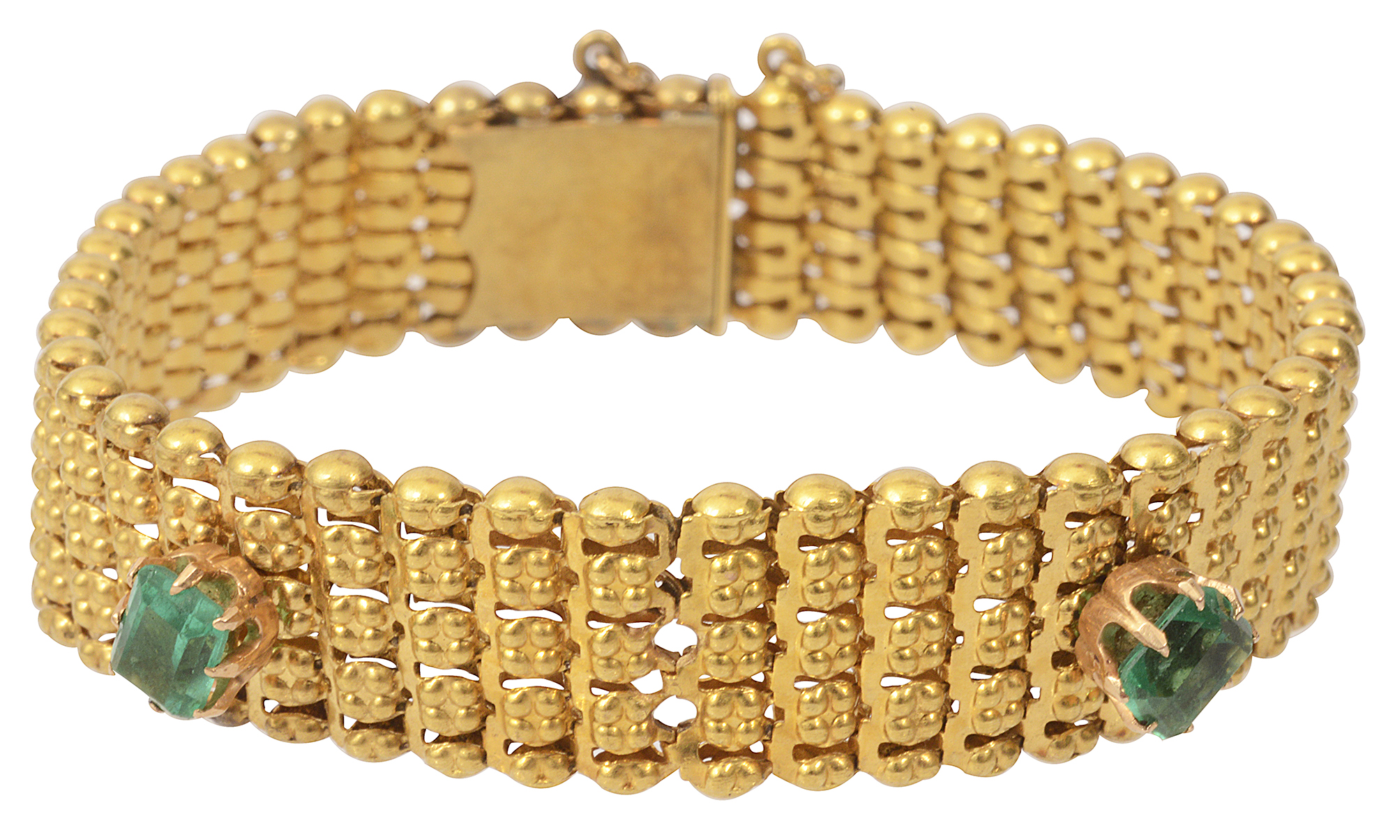 A French yellow gold mesh link bracelet