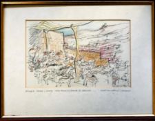 KEN MARTIN- 'BERBER SHEEP AND GOATS', 1993, INK DRAWING AND CRAYON, SIGNED LOWER LEFT, APPROXIMATELY