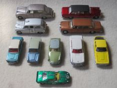 Ten unboxed mostly 1960's / 70's Dinky model vehicles