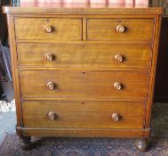 Victorian mahogany two over three chest of drawers. Approx. 124cms H x 119cms W x 58.5cms D