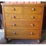 Victorian mahogany two over three chest of drawers. Approx. 124cms H x 119cms W x 58.5cms D