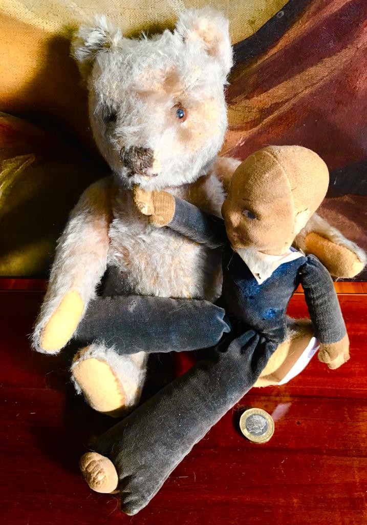 VINTAGE TEDDY BEAR AND NORA WELLINGS DOLL