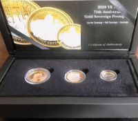 2020 VE 75th ANNIVERSARY SOVEREIGN, HALF SOVEREIGN AND QUARTER SOVEREIGN SET BY HATTONS OF LONDON