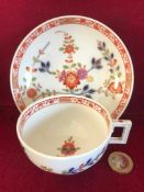 FINE MEISSEN CUP AND SAUCER, DECORATED WITH SUMMER FLOWER SPRAYS