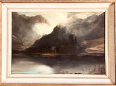 JOHN RUFELLFEOTH- 'URQUHART CASTLE', OIL ON BOARD, SIGNED REAR LABEL, APPROXIMATELY 29 x 43cm