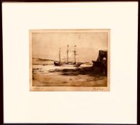 PHILIP BUSH- 'INTERNED 1914', ETCHING, SIGNED LOWER RIGHT, FRAMED AND GLAZED, APPROXIMATELY 12.5 x