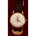 ACCURIST 21-JEWELS GOLD COLOURED WRISTWATCH (PROBABLY 9ct), RETIREMENT INSCRIPTION ON REVERSE FROM