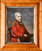 UNKNOWN COLONIAL PORTRAIT OF AN OFFICER, MID 18th CENTURY, OIL ON CANVAS, UNSIGNED, UNGLAZED,