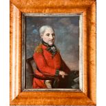 UNKNOWN COLONIAL PORTRAIT OF AN OFFICER, MID 18th CENTURY, OIL ON CANVAS, UNSIGNED, UNGLAZED,