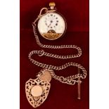 EBDOMAS PATENT SWISS MADE SILVER COLOURED POCKET WATCH AND SILVER CHAIN, WEIGHT APPROXIMATELY 46g