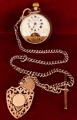 EBDOMAS PATENT SWISS MADE SILVER COLOURED POCKET WATCH AND SILVER CHAIN, WEIGHT APPROXIMATELY 46g