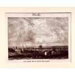 R P BONNINGTON- 'ABBEVILLE SEEN FROM THE ROAD TO CALAIS', PRINTED ETCHING, SIGNED LOWER LEFT,