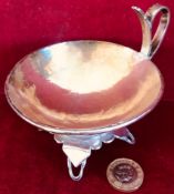 SILVER COLOURED METAL (NO MARKS) CRAFT MADE RAISED BOWL, CIRCA 1930, WEIGHT APPROXIMATELY 100g