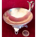 SILVER COLOURED METAL (NO MARKS) CRAFT MADE RAISED BOWL, CIRCA 1930, WEIGHT APPROXIMATELY 100g